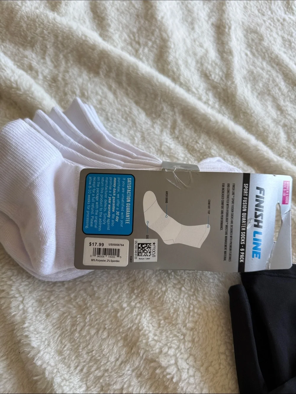 Finish Line White Womans Athletic Socks - Pack